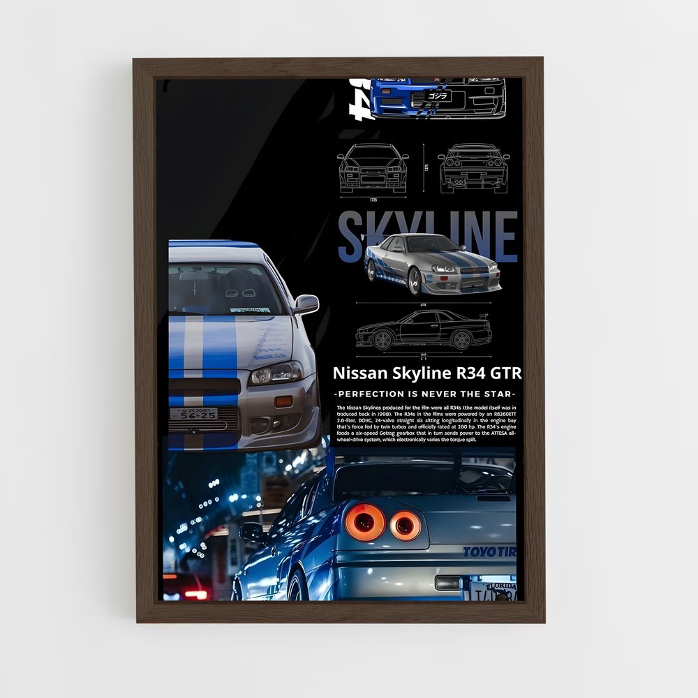Poster superbe Skyline gt-r r – affiche Nissan (vue 5)